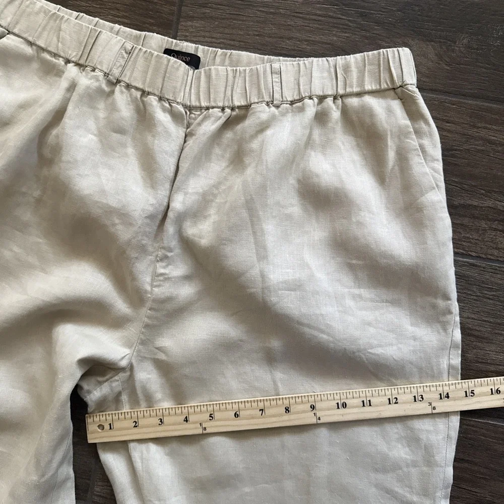 Quince Pants 100% European Linen Women XL Elastic Waist Pull On Driftwood Beige - Picture 7 of 10